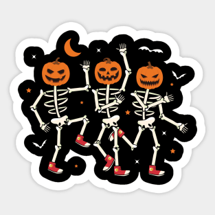 Dancing Skeleton Pumpkin Retro Halloween Spooky Pumpkin Face Sticker